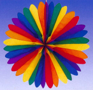 Papier-Fächer, 100 cm Ø, DIN 4102 B1, regenbogenfarben