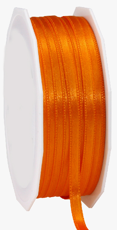 Doppel Satinband orange, Rolle 50m x B 7mm
