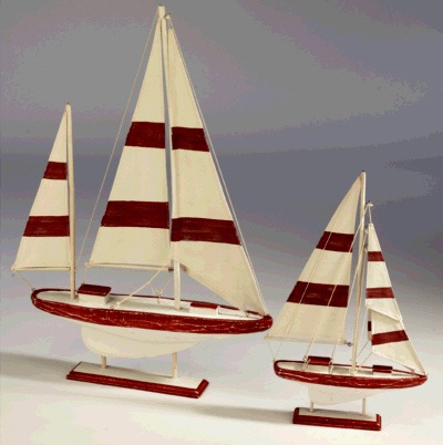 Segelschiff klein, L 42 cm, rot-weiß