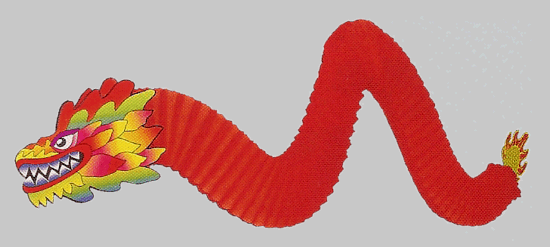 Orient. Drachen, rot, 180cm, Papier B1