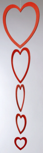 Herz Kontur-Mobile, 5-fach, Höhe 95cm