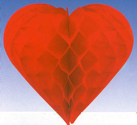 Wabenpapier-Herz, groß, 50 x 56cm, rot