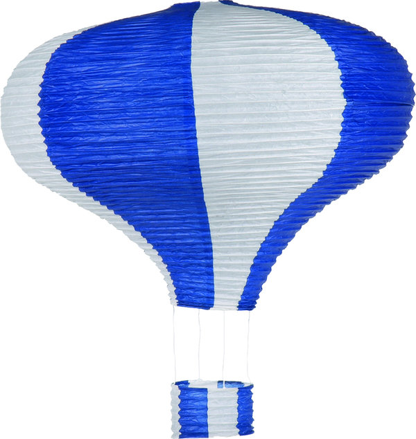 Heißluftballon mit Korb, 60cm, weiß/blau
