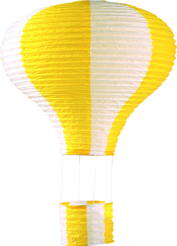 Heißluftballon mit Korb, 80cm, weiß/gelb