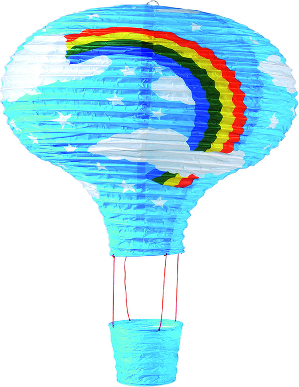 Lampion: Heißluftballon mit Korb, 60cm,  bunt