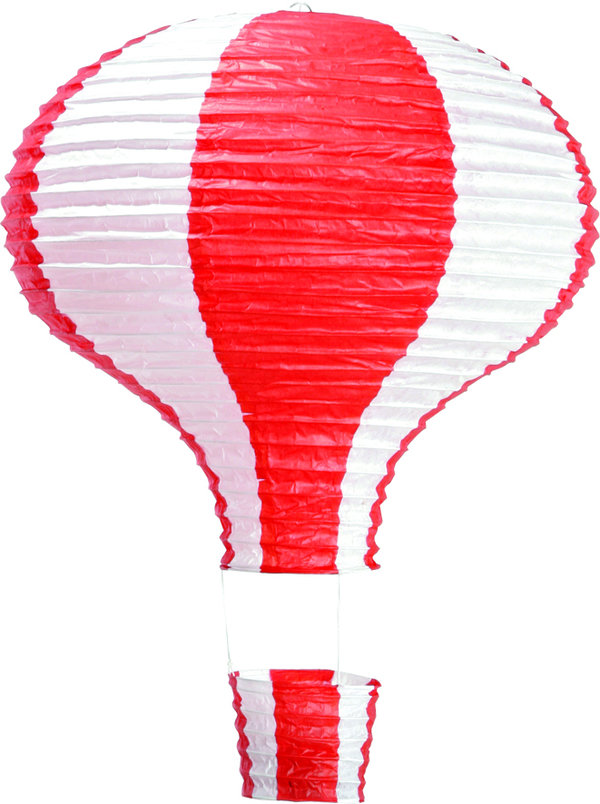 Lampion: Heißluftballon mit Korb, 60cm,  weiß/rot