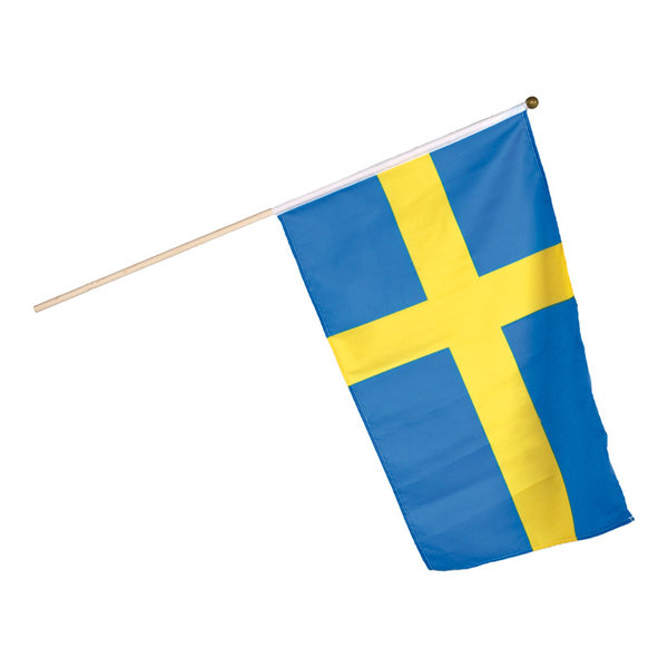 Fahne mit Holzstiel, 45x30cm  Schweden